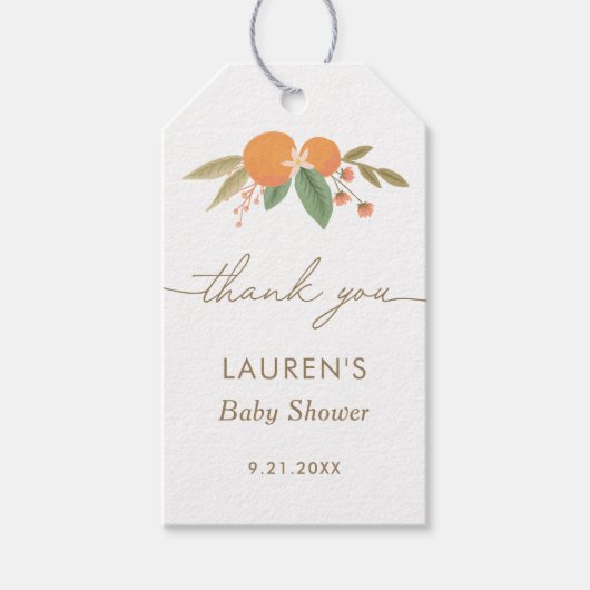 Little Cutie Citrus Baby shower Cadeaulabel (Voorkant)