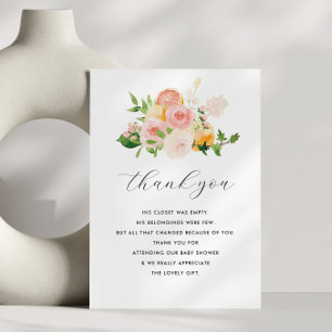 Little cutie citrus baby shower dank u kaart