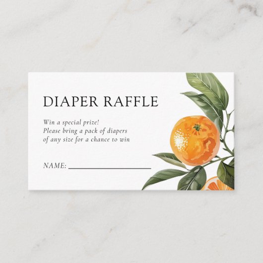 Little Cutie Citrus Baby shower Diaper Raffle Informatiekaartje (Voorkant)