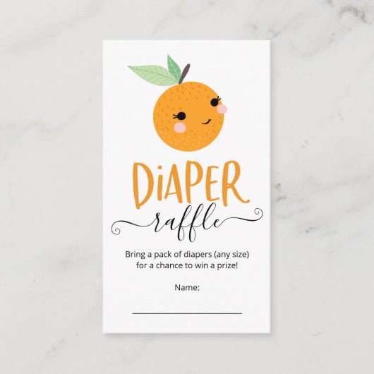 Little Cutie Citrus Baby shower Diaper Raffle Informatiekaartje (Voorkant)