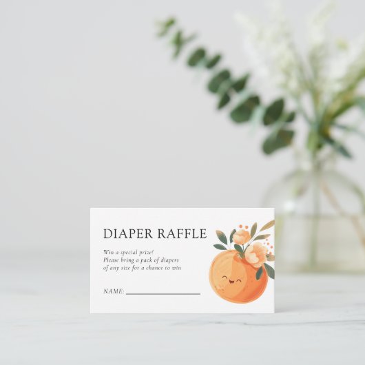 Little Cutie Citrus Baby shower Diaper Raffle Informatiekaartje (Staand voorkant)