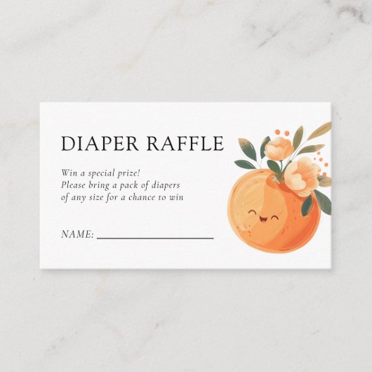 Little Cutie Citrus Baby shower Diaper Raffle Informatiekaartje (Voorkant)