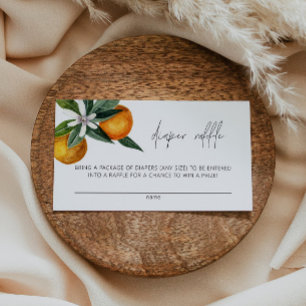 Little Cutie Citrus Baby shower Diaper Raffle Kaar Plaatskaartje