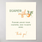 Little Cutie Citrus Baby shower Diaper Raffle Poster (Voorkant)