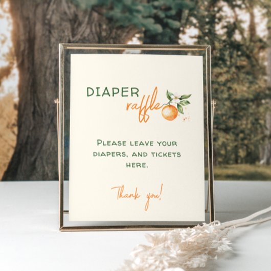Little Cutie Citrus Baby shower Diaper Raffle Poster