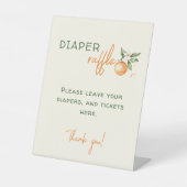 Little Cutie Citrus Baby shower Diaper Raffle Reclamebord Met Voetstuk (Voorkant)