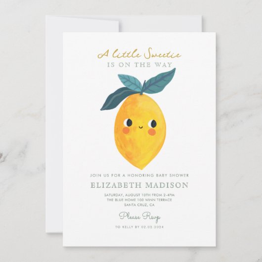 Little Cutie Citrus Baby shower Invitation Kaart (Voorkant)