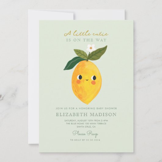 Little Cutie Citrus Baby shower Invitation Kaart (Voorkant)