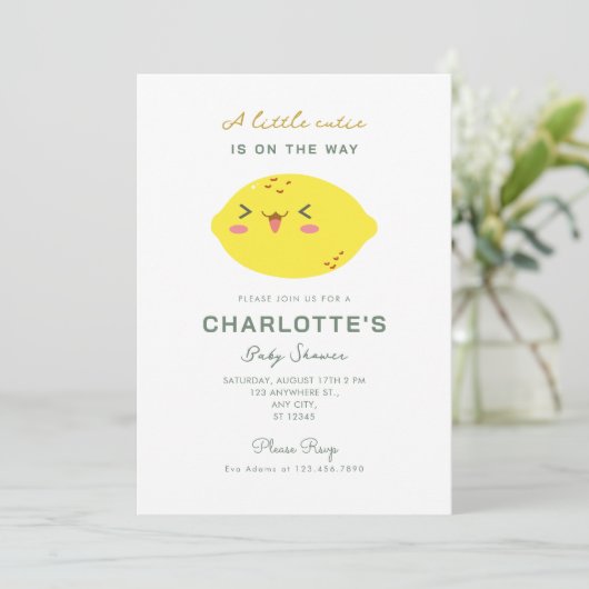 Little Cutie Citrus Baby shower Kaart (Staand voorkant)