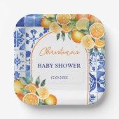 Little Cutie Citrus Baby shower Papieren Bordje (Voorkant)