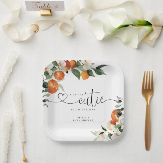 Little cutie citrus baby shower papieren bordje (Huwelijk)