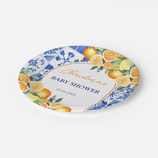 Little Cutie Citrus Baby shower Papieren Bordje (Gekanteld)