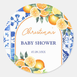 Little Cutie Citrus Baby shower Ronde Sticker