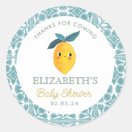 Little Cutie Citrus Baby shower Ronde Sticker