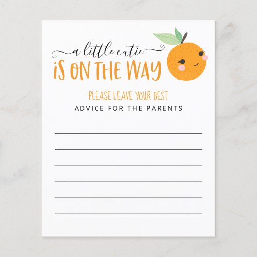 Little Cutie Citrus Baby Shower speladvieskaarten (Voorkant)