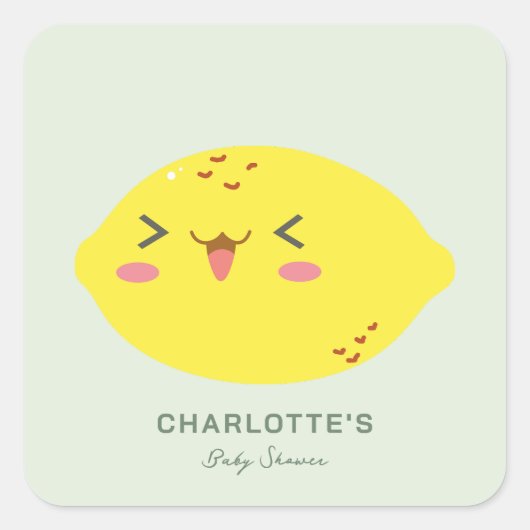 Little Cutie Citrus Baby shower Vierkante Sticker (Voorkant)