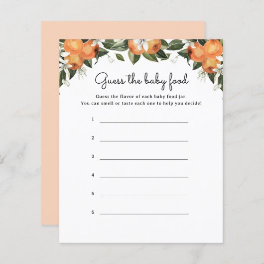 Little Cutie Citrus Babyvoedsel Raden Spelkaart (Voorkant / Achterkant)