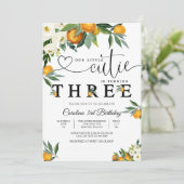 Little Cutie Citrus Birthday Invitation Kaart (Staand voorkant)