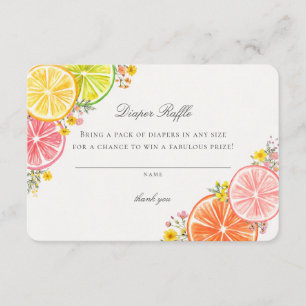 Little Cutie Citrus Bloemen Luier Raffle Insert Informatiekaartje