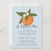 Little Cutie Citrus Blossoms Baby shower Blauw Kaart (Voorkant)
