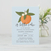 Little Cutie Citrus Blossoms Baby shower Blauw Kaart (Staand voorkant)