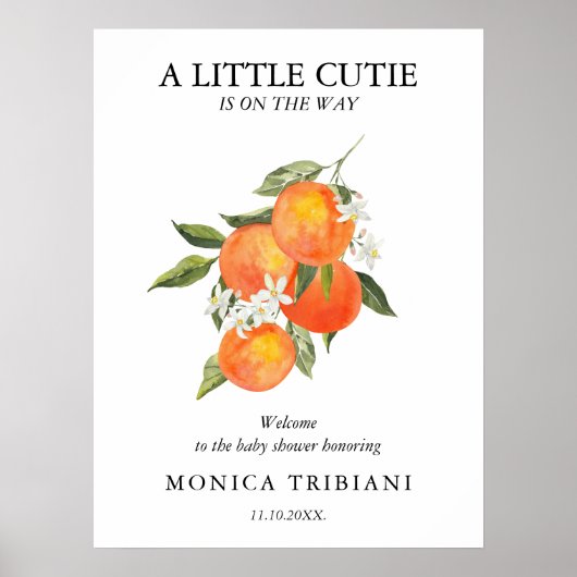 Little Cutie Citrus Botanical Baby shower Welkom Poster (Voorkant)