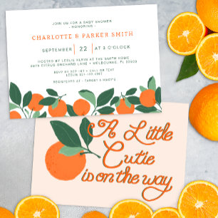 Little Cutie Citrus Botanical Modern Baby shower Kaart