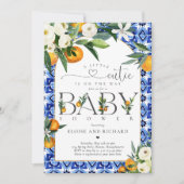 Little Cutie Citrus Botanical Oranje Baby shower Kaart (Voorkant)