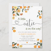 Little Cutie Citrus Botanical Oranje Baby shower Kaart (Voorkant)
