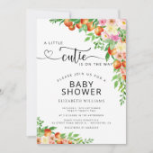 Little Cutie Citrus Botanical Oranje Baby shower Kaart (Voorkant)