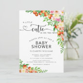 Little Cutie Citrus Botanical Oranje Baby shower Kaart (Staand voorkant)