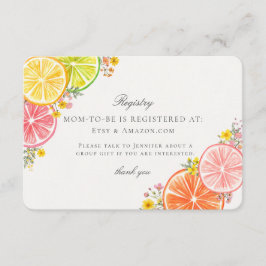 Little Cutie Citrus Floral Baby Registry Insert Informatiekaartje