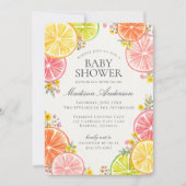 Little Cutie Citrus Floral Oranje Baby shower Kaart (Voorkant)