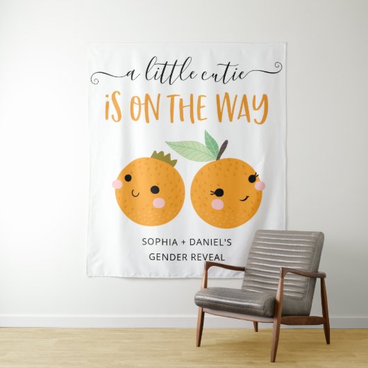 Little Cutie Citrus Geslacht Reveal Banner Wandkleed (In situ)