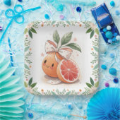 Little Cutie Citrus Grapefruit Coquette Botanical Papieren Bordje (Feest)