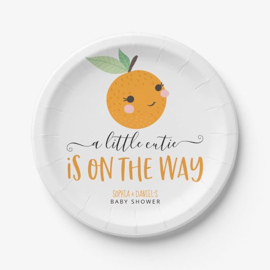 Little Cutie Citrus Modern Baby shower Papieren Bordje (Voorkant)