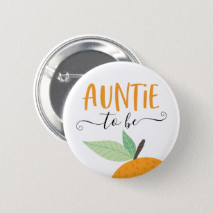 Little Cutie Citrus Oranje Auntie to be Ronde Button 5,7 Cm