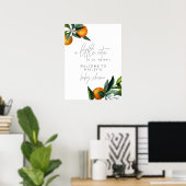 Little Cutie Citrus Oranje Baby shower Welcome Poster (Thuiskantoor)