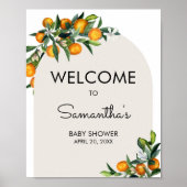 Little Cutie Citrus Oranje Baby shower Welcome Poster (Voorkant)