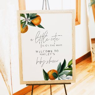 Little Cutie Citrus Oranje Baby shower Welcome Poster