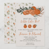 Little Cutie Citrus Oranje Gender Reopenbaarmaking Kaart (Voorkant / Achterkant)