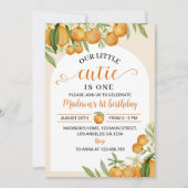 Little Cutie Citrus Sinaasappel 1e Verjaardagsuitn Kaart (Voorkant)