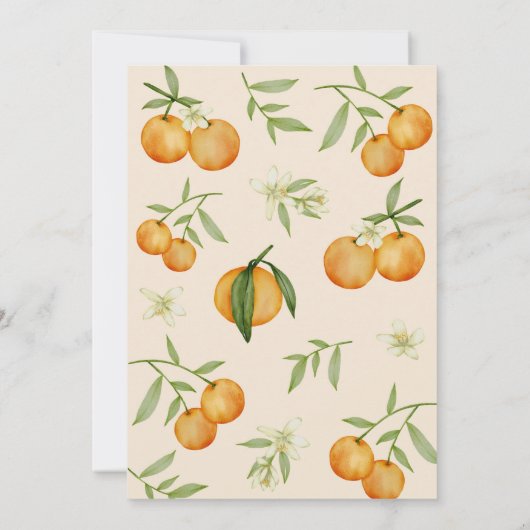 Little Cutie Citrus Sinaasappel 1e Verjaardagsuitn Kaart (Achterkant)