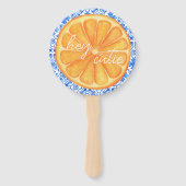Little Cutie Citrus Sinaasappel Azulejo Baby showe Handwaaier (Achterkant)