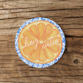 Little Cutie Citrus Sinaasappel Azulejo Baby showe Ronde Kartonnen Onderzetter