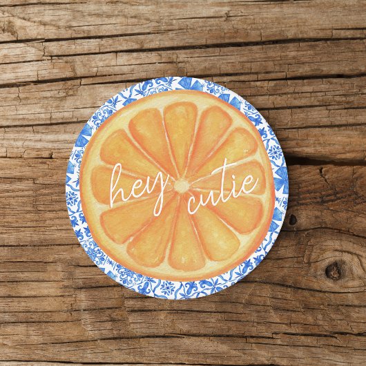 Little Cutie Citrus Sinaasappel Azulejo Baby showe Ronde Kartonnen Onderzetter
