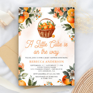 Little Cutie Citrus Sinaasappel mand Baby shower Kaart