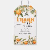 Little cutie citrus sinaasappels baby shower dank cadeaulabel (Voorkant)