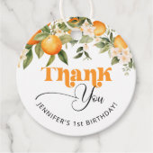 Little cutie citrus sinaasappels birthday dank u bedankjes labels (Voorkant)
