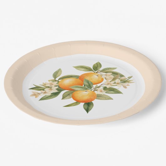 Little cutie citrus sinaasappels verjaardagsfeestj papieren bordje (Gekanteld)